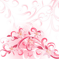 pattern of pink lilies