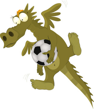 Dragon the goalkeeper and the football player