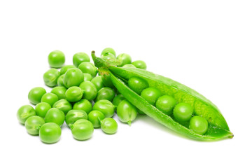 fresh green peas isolated on white