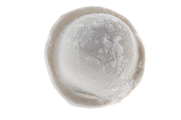 Raw pelmeni isolated macro