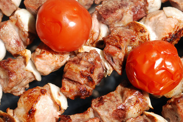 Meat slices prepare on fire