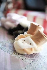 Cute little baby's shoes, on the ground