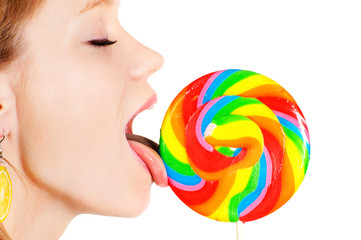 Fototapeta na wymiar girl with lollipop