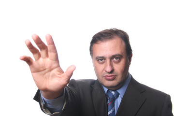 Young business men portrait on white.