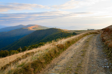 autumn mountain farm view
