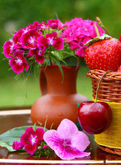 geburtstagkarte,blumen und obst