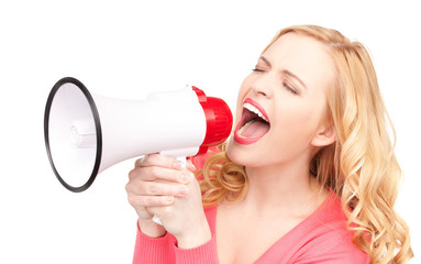 Naklejka premium woman with megaphone
