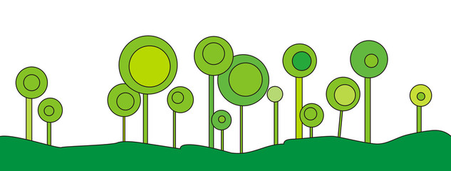 Decorative geometric trees, abstract composition.