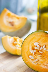 fresh pumpkin on the table