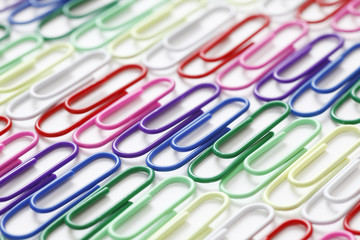 カラフルクリップ（緑、青、紫が中央）