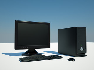 Fototapeta premium computer, screen, keyboard, and mouse on white background