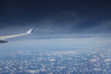 View of jet plane wing