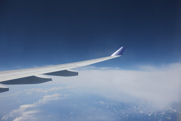 Fototapeta na wymiar View of jet plane wing