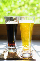 light and dark beer