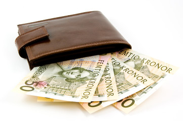 wallet with swedish kronor