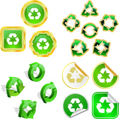 Recycle symbol button. Vector set.
