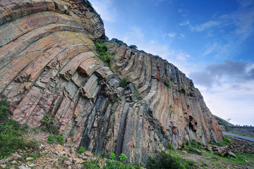 Hong Kong geopark, natural hexagonal column mural © leungchopan