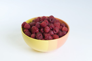 Plate with raspberries