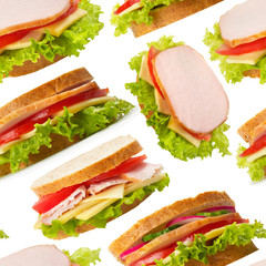 Ham sandwiches seamless wallpaper