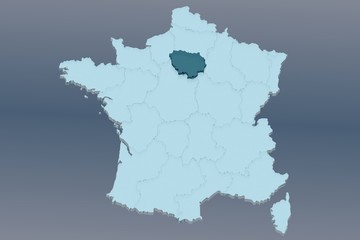 r&eacute;gion &icirc;le-de-france sur france 3d