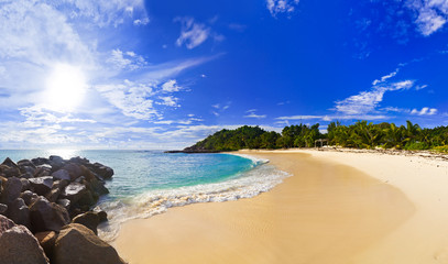 Panorama of tropical beach at evening