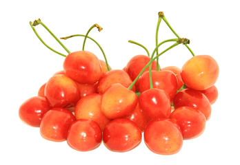 A few sweet cherries isolated on a white background