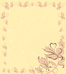 Grunge background with tropical butterflies.