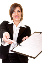 businesswoman giving contract