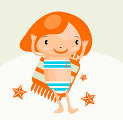 Dark Skin girl On The Beach Sand relax