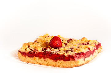 Piece of summer strawberry cake