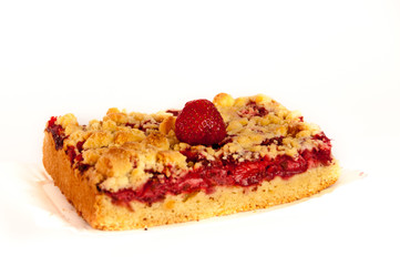 Piece of summer strawberry cake