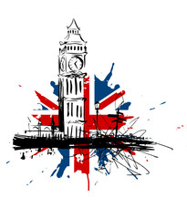 Fototapeta Royaume-Uni Big Ben drapeau obraz