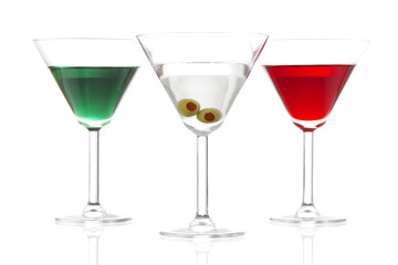 Martinis. Colors from the Irish, Italian or Mexican Flags