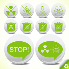 Ecology danger eco icon vector set stickers