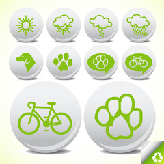 Vector illustration of green ecology icon set for tourism