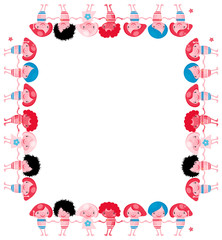 vector chidren frame banner border happy kids