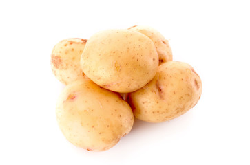 Few potatoes isolated on white