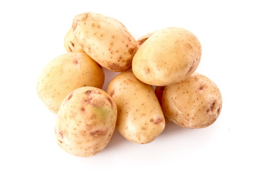 Few potatoes isolated on white