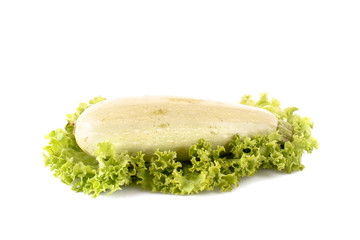 Vegetarian marrow and green salad isolated on white