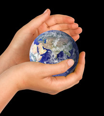 Hand with planet earth