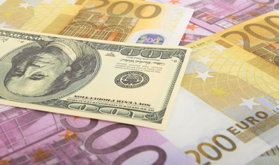 Dollar and euro bills background