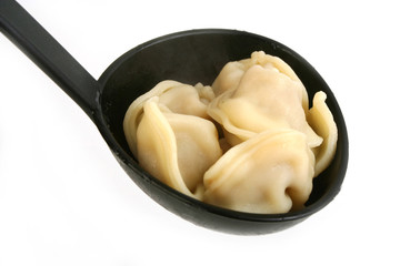 ravioli in ladle