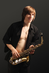 Naklejka premium Man with a sax