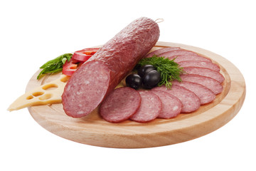 Sliced sausage with vegetables