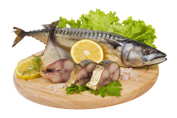 A composition with mackerel fish