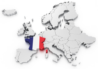 France on a Euro map