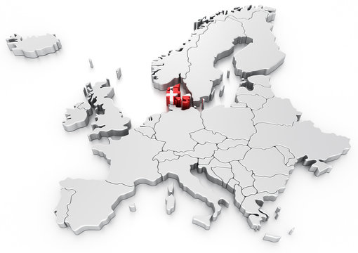 Denmark on a Euro map