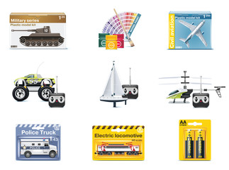 Vector toy icons. Teenager toys