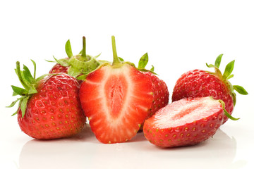 fresh juicy strawberries isolated on white background