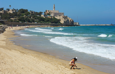 Sea coast and the view of Old Jaffa